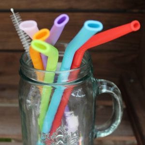 Pajitas de silicona reutilizables. 6 unidades